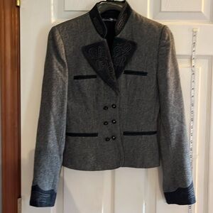 RARE!VTG-hunters run-XS/S-gray&dark gray-wool,decorative stitching blazer/jacket
